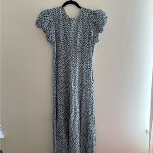 Romina Floral Cotton Midi-Dress - cornflower hillside bloom